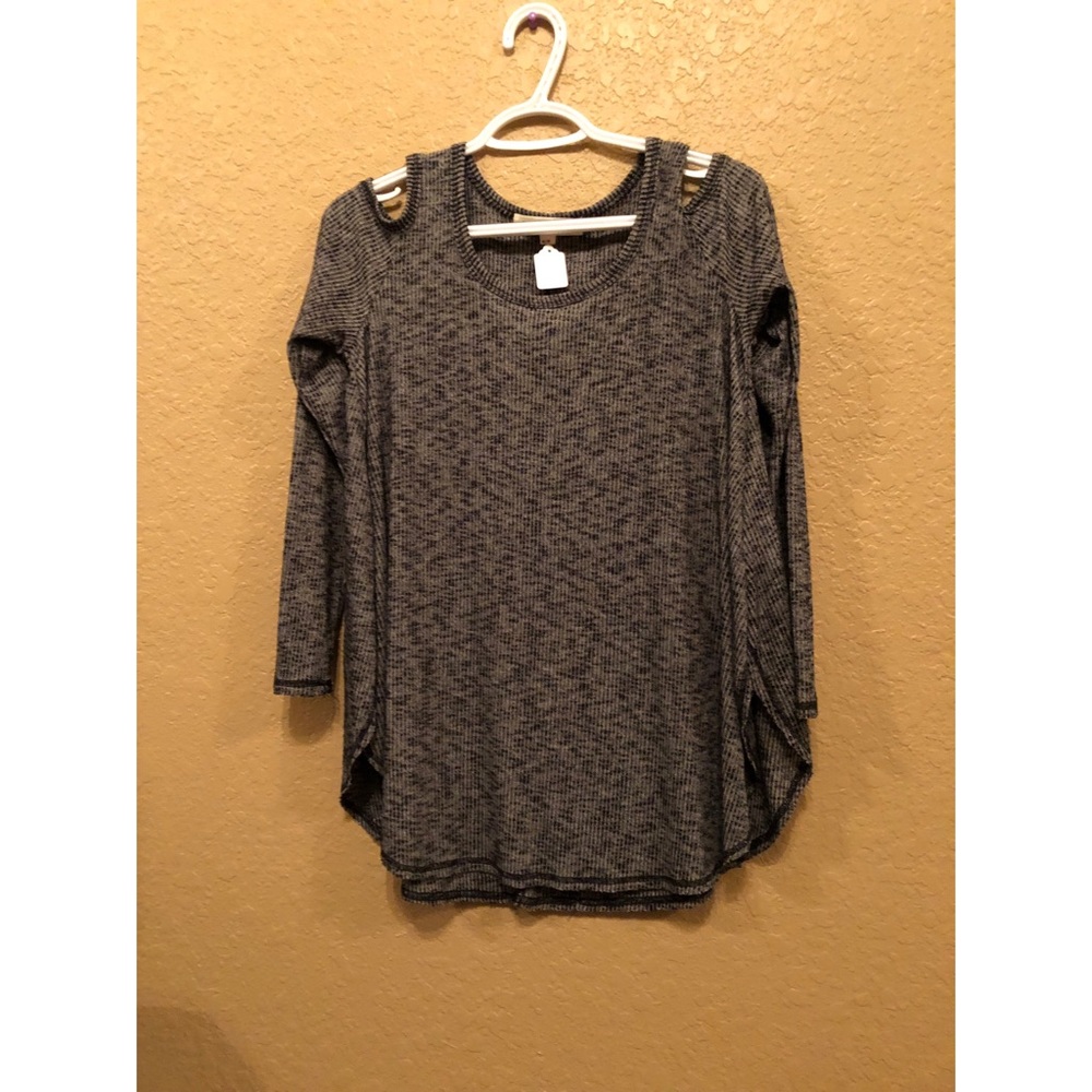 Grey Cold Shoulder Sweater